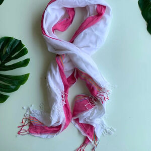 Kasuku NWOT White and Pink Scarf Sarong Throw
